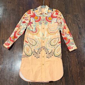Etro Colorful Patterned Button-Up Shirt Dress XS Nordstrom NWOT